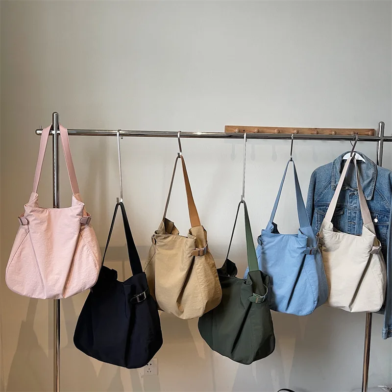 Custom Logo Soft Tote Bag, Customizable Large Capacity Nylon Shoulder Bag, Casual Water Resistant Hobo Bag for Women