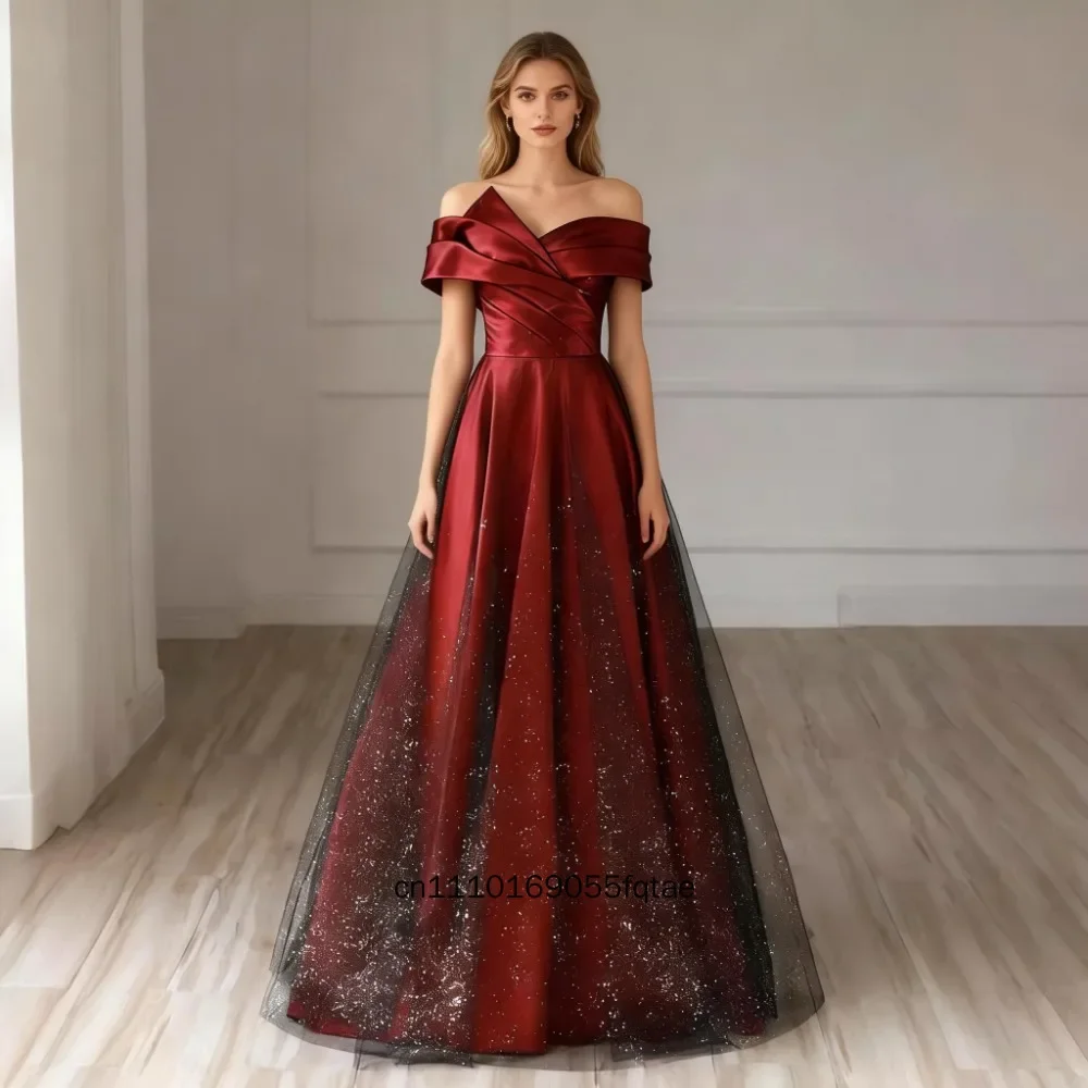 Vestido de Novia Rojo de Talla Grande para Mujer, Estilo Francés, Hombros Descubiertos, Moderno, Vestido de Novia para Ceremonia de Compromiso y Recepción