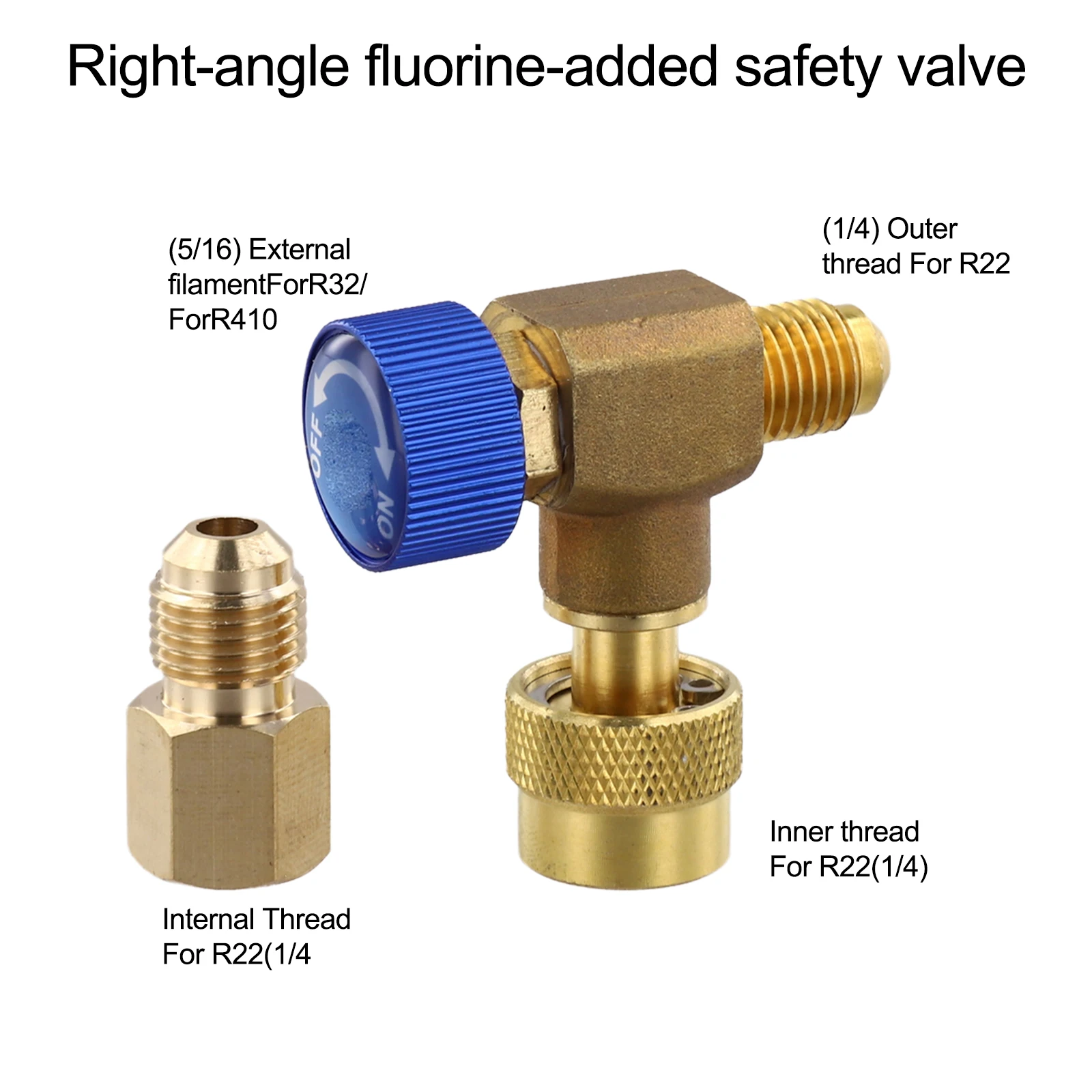 90 Degree Right Angle AC Safety Valve Copper Adapter For R22 For R32 R410A Air Conditioning Systems