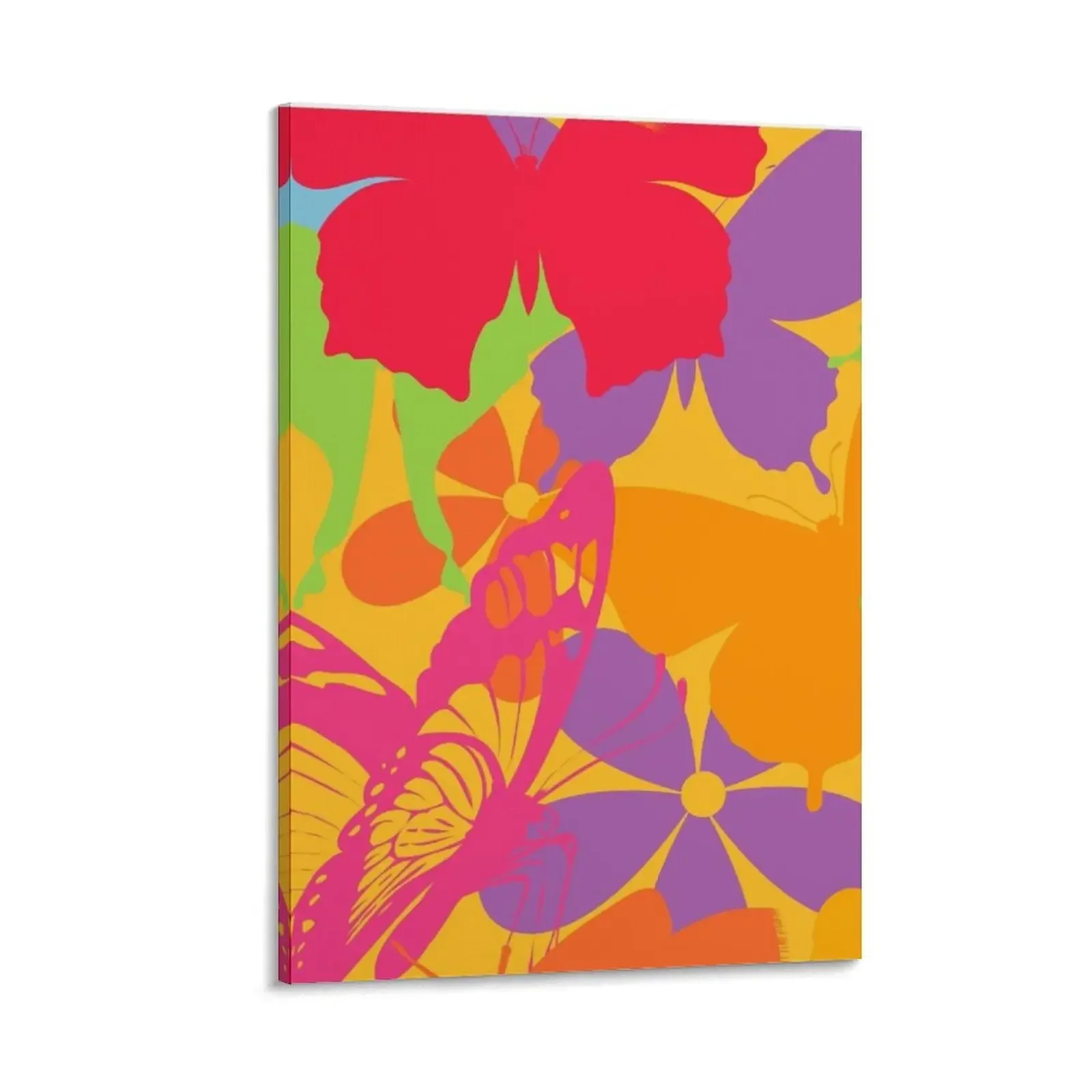 

Happy Go Lucky Colorful Butterflies Seamless Pattern Print Canvas Painting art mural decorative picture for living room