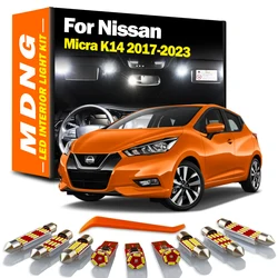 MDNG 7Pcs For Nissan Micra K14 2017 2018 2019 2020 2021 2022 2023 Car Number Plate Bulbs LED Interior Reading Map Dome Light Kit