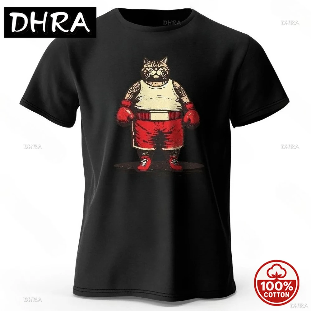 Harajuku القط الكرتون المطبوعة تي شيرت رجالي 100% القطن المتضخم خمر مستوحاة الجرافيك نزهات تيز للنساء ملابس الشارع الشهير #1