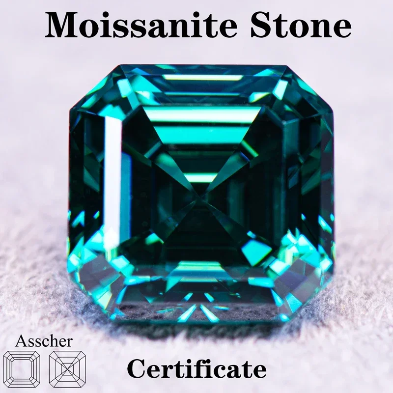 

Moissanite Stone Emerald Green Asscher Cut with GRA Certificate for Pass Diamond Tester Top Charms Jewelry Making Materials