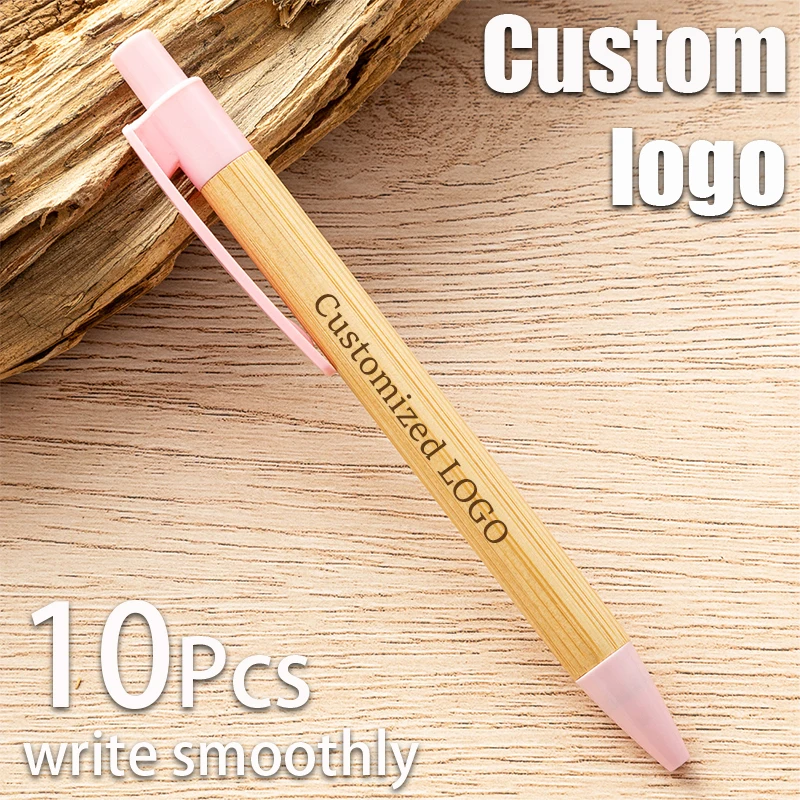 

New 10-150pcs Wholesale Bamboo Ballpoint Pens Advertising Gifts Customized Logo Signature Pen Student Writing Stationery