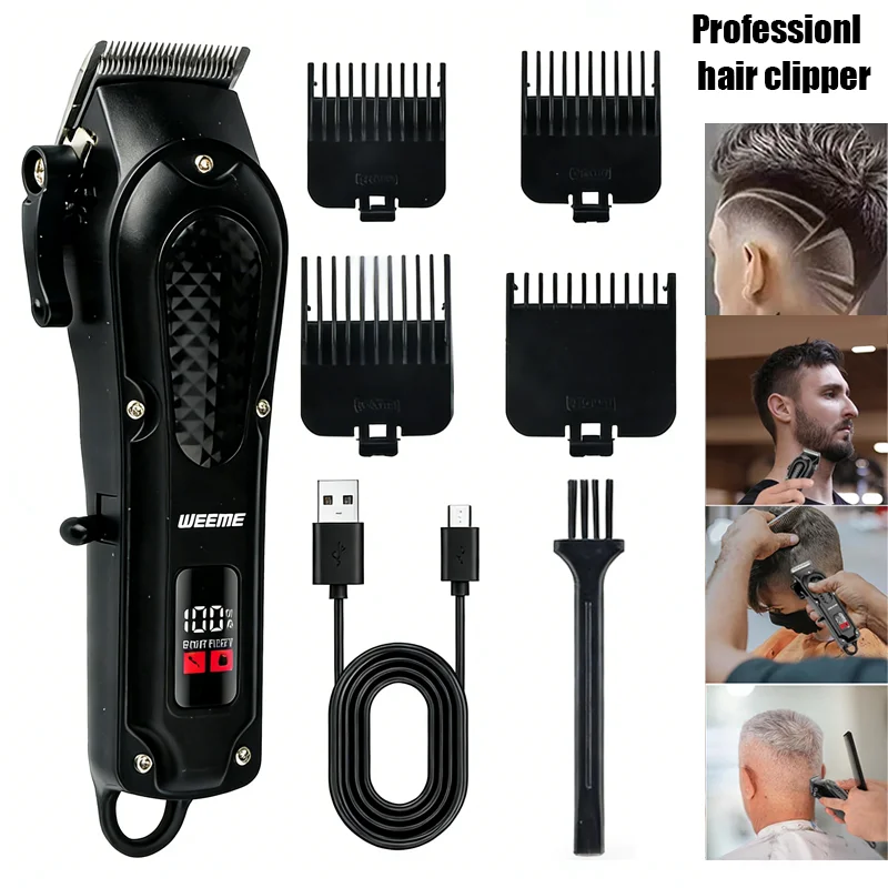 

Профессиональная электрическая машинка для стрижки волос, беспроводная, с USB-зарядкой, винтажный триммер для бороды, портативная бритва для парикмахеров