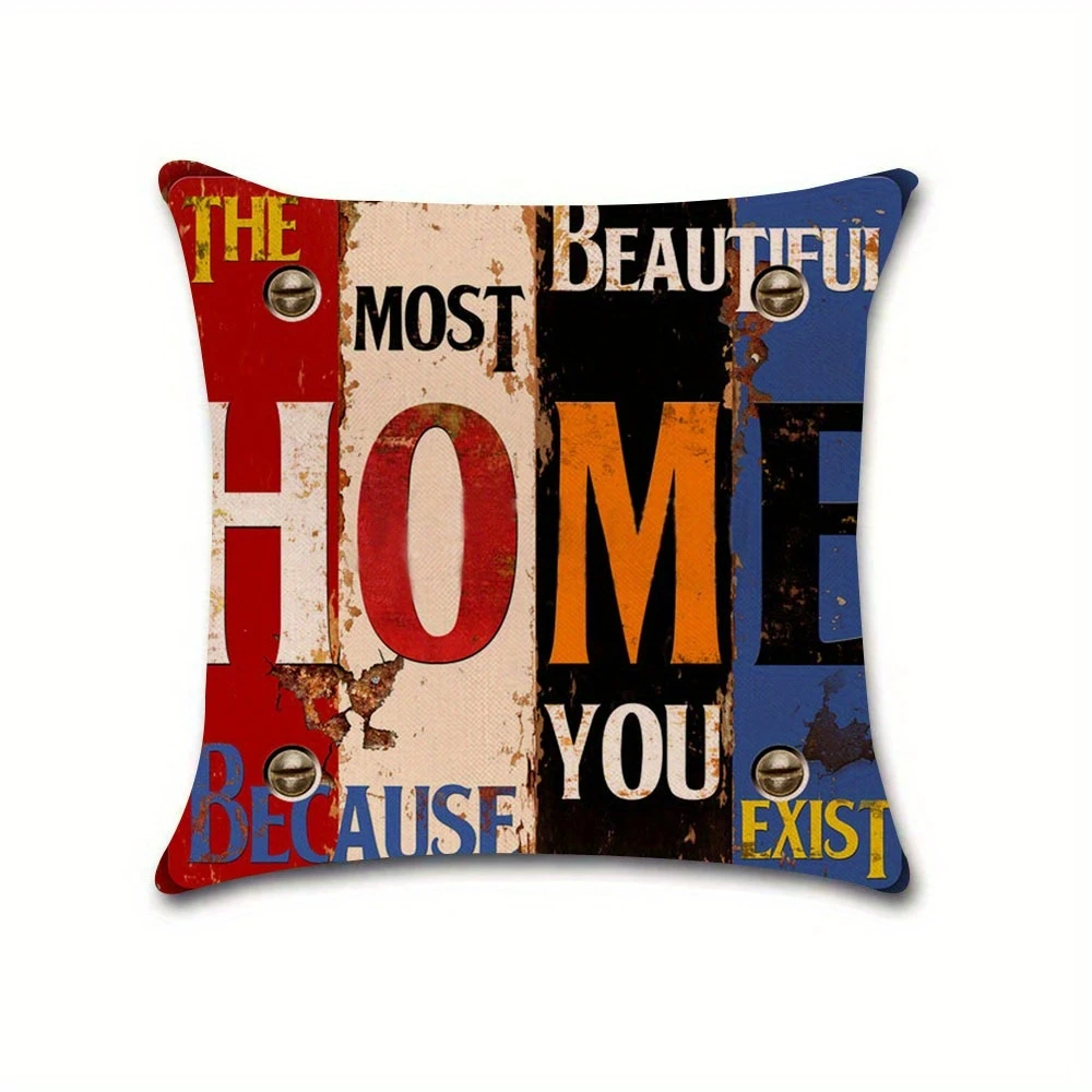 1PC 2D Flat Vintage Farmhouse Inspirational Quote Throw Pillow Covers No Pillow Core Unreal Embroidery