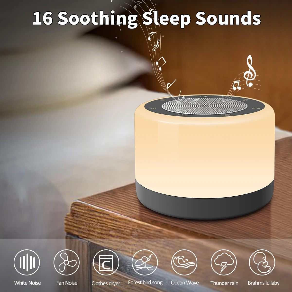 Imagem -04 - Led Night Light Baby Dormir Machine 16 White Sound Noise Machine Dimming Timeable para Dormir Lâmpada de Suporte