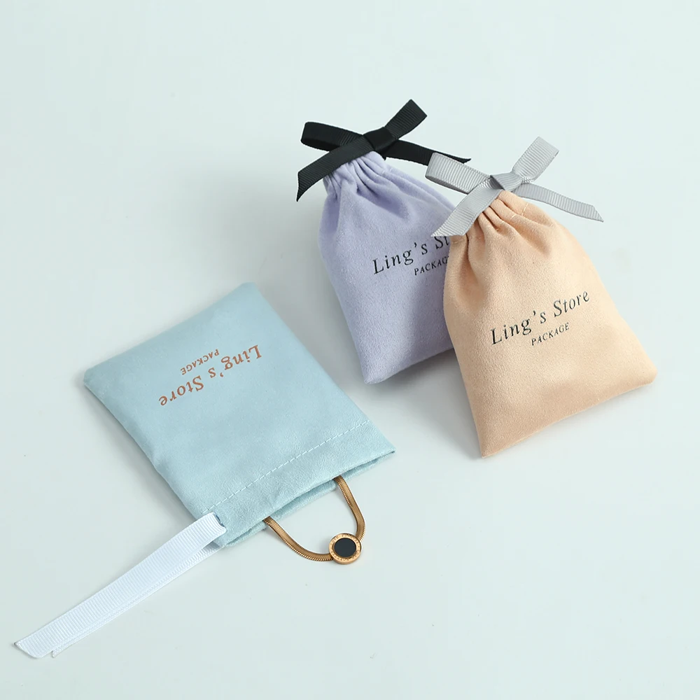 100 قطعة شعار مخصص مجوهرات الفانيلا حقيبة مع جانب واحد Grosgrain الشريط أقراط العطور التجميل استحمام الطفل هدية المنظم الحقيبة