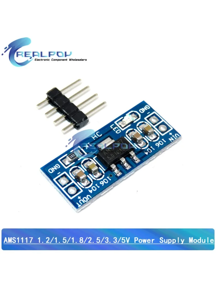 5 pièces AMS1117 1.2V 1.5V 1.8V 2.5V 3.3V 5V Module d'alimentation AMS1117-5.0V Module d'alimentation AMS1117-3.3V pour Kit de bricolage