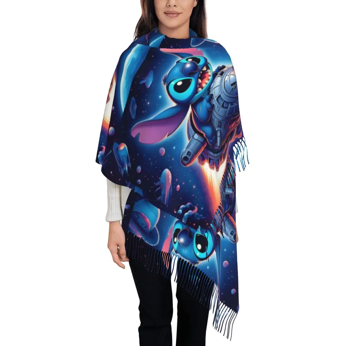 

Custom Tassel Scarf Women Soft Cute Anime Shawls Wraps Lady Winter Scarves