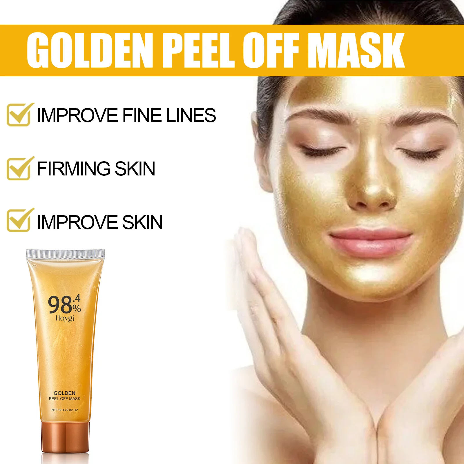 Golden Peel off Mask Deep Cleansing Remove Blackheads Whitening Reduce Large Pores Oil Control Facial Tear off Mask