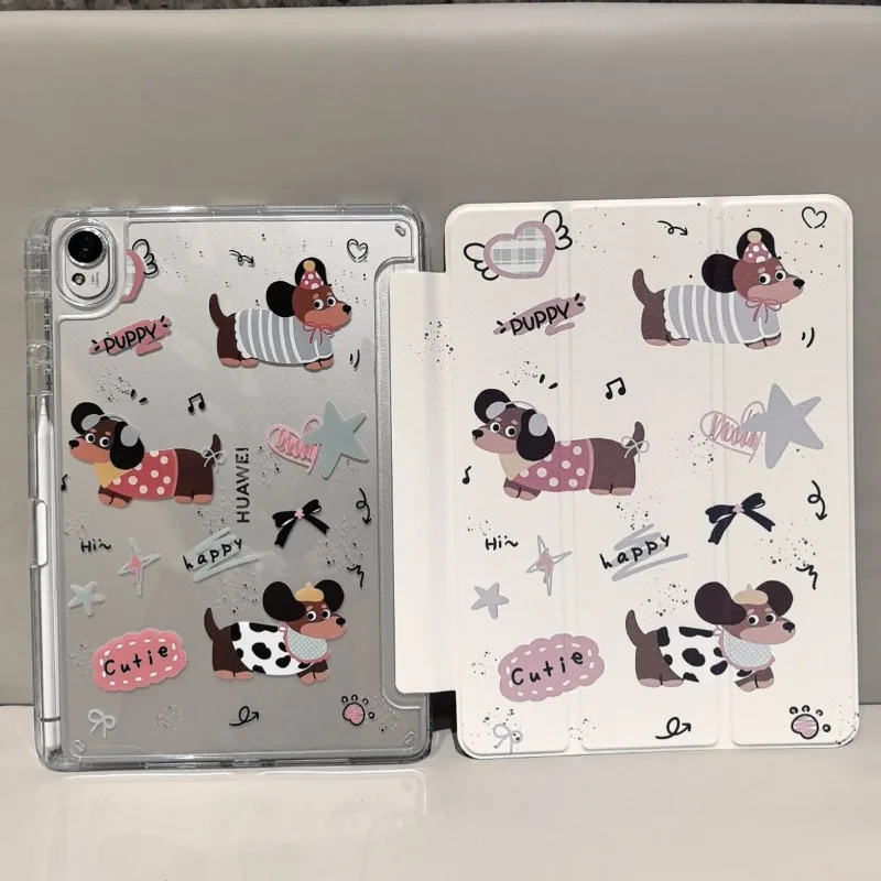 Para Samsung Tab S7 S8 S9 11 Plus S10 S9 Funda de 12,4 pulgadas Funda inteligente de cachorro de dibujos animados para Tab A9 8,7 "Plus 11" A8 soporte para lápices Funda
