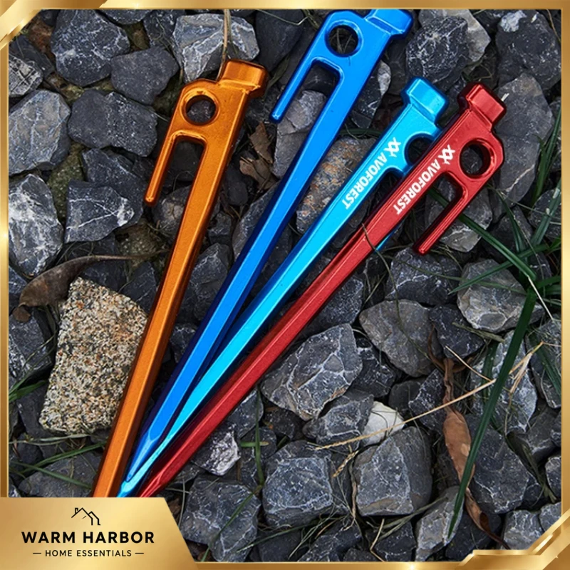 Forged Aluminum Alloy Tent Stakes Hardened Long Camping Pegs For Tarp Tent Sand Ground Outdoor Camping Shelter Accessories Gear