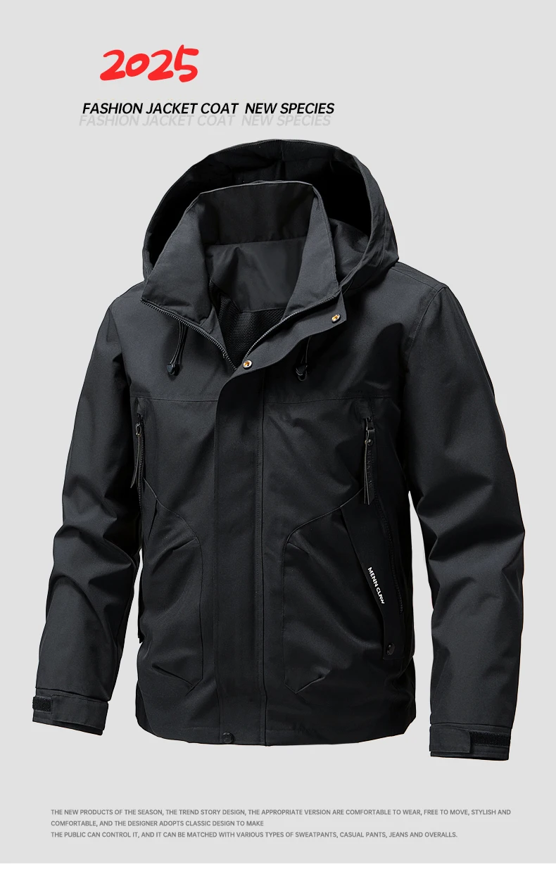 CHRLCK Unisex wasserdichte Wanderjacken, winddichte Windjacken, Herren und Damen, Camping, Angeln, Trekking, kratzfeste Mäntel – Detail 1