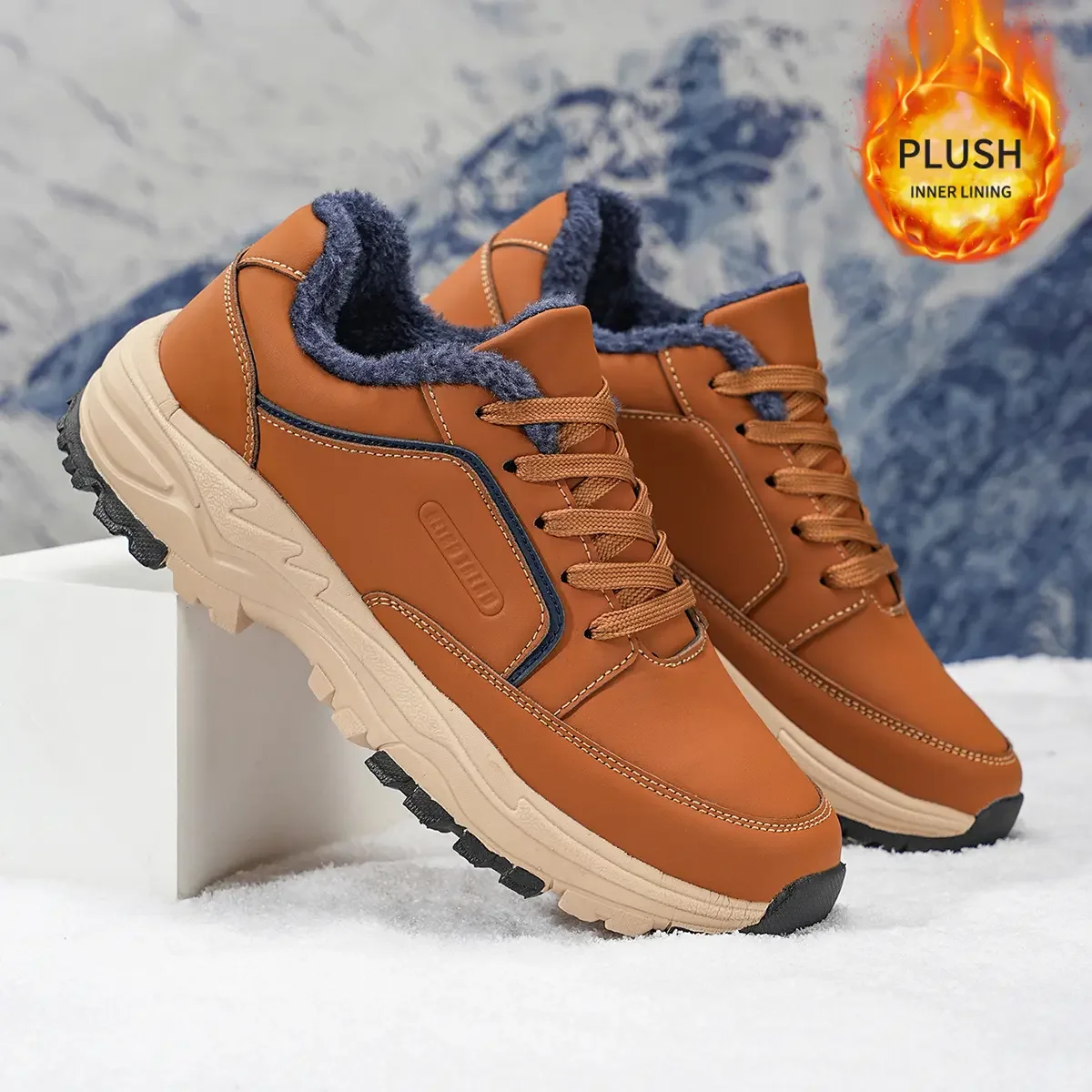 Men's Large Size Plush Inner Lining Sports Shoes Outdoor Hiking Comfortable Casual Fashionable Training Shoes for Men