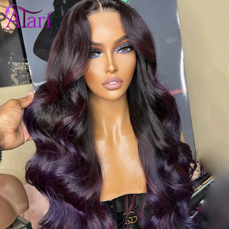 

Transparent 13x6 13x4 Lace Frontal Human Hair Wigs Ombre Purple Body Wave Wig for Black Women 5x5 Lace Closure Wig Pre Plucked