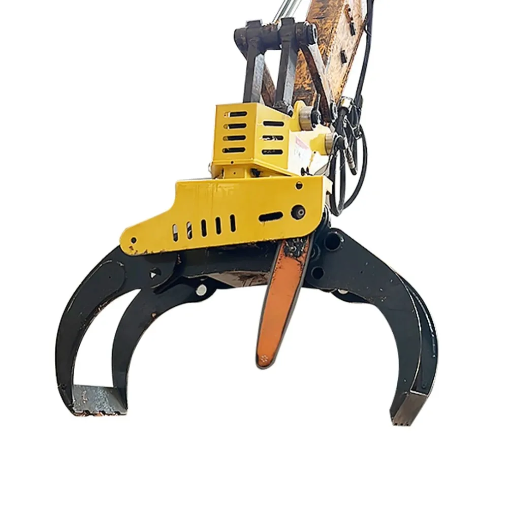 YS Customized Excavator Wood Gripper Grab Bucket Saw with Clamping Cylinder, Grab Bucket Saw, Wood Cutting, Tree Grab Bucket