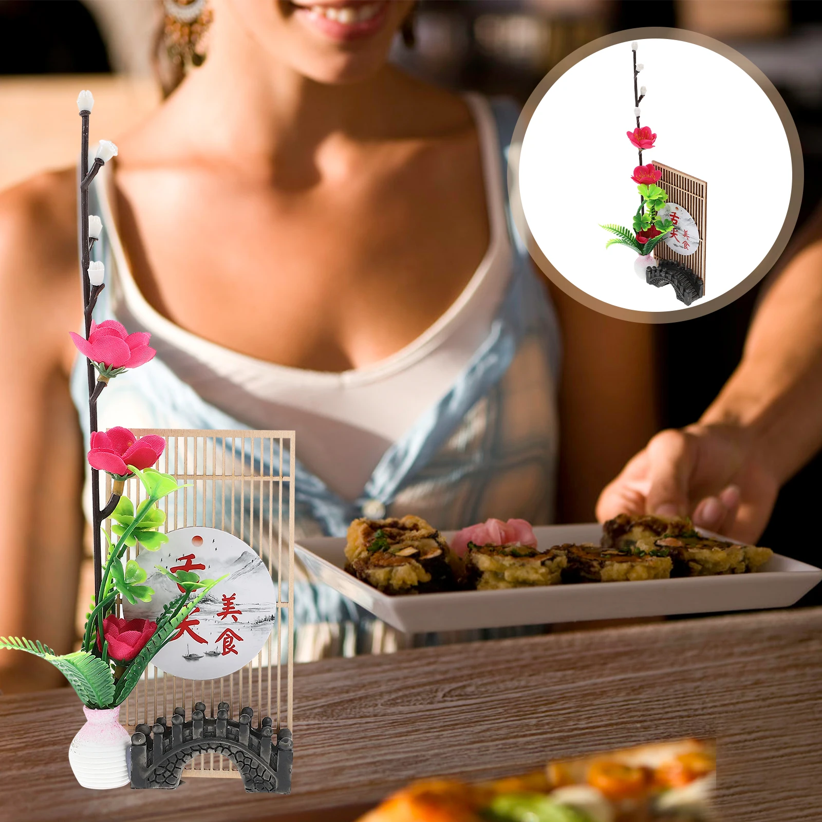

Artificial Flower Ornament Japanese Sushi Plate Ornaments Flowers Food Decorations for Craft