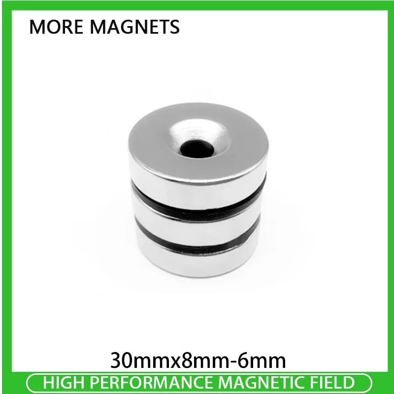 

1/2/5/10Pcs 30x8-6mm Round Strong Magnets with 5mm Hole Disc Countersunk Fridge Magnet Search Neodymium Magnets Magnetic Sheet