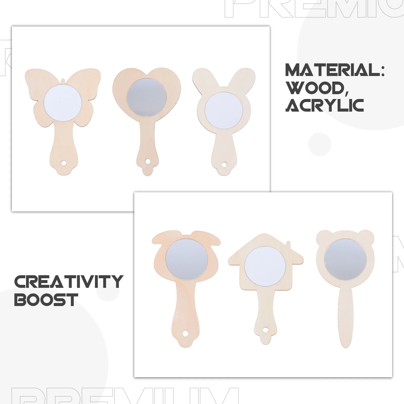 12 Espelhos de Mão de Madeira DIY para Crianças, Espelhos de Artesanato Não Acabados para Pintura e Habilidades Criativas