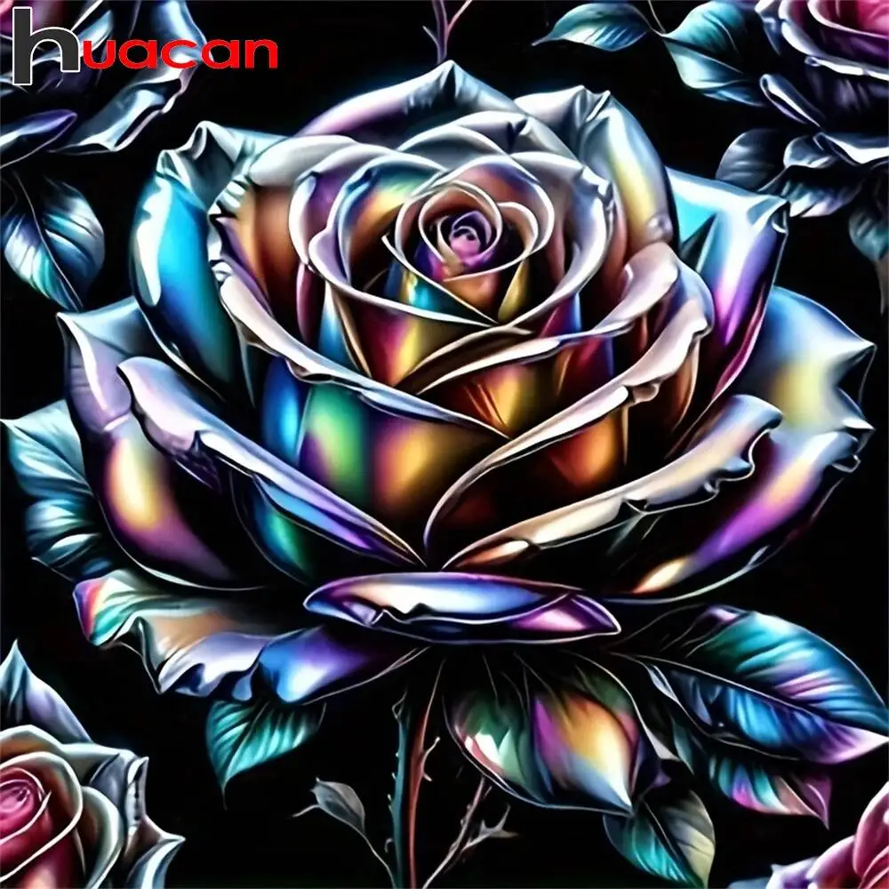 Huacan Full Diamond Painting Art Kit Rose Flower Full Round Square Diamond With Accessories Mosaic Decor For Home