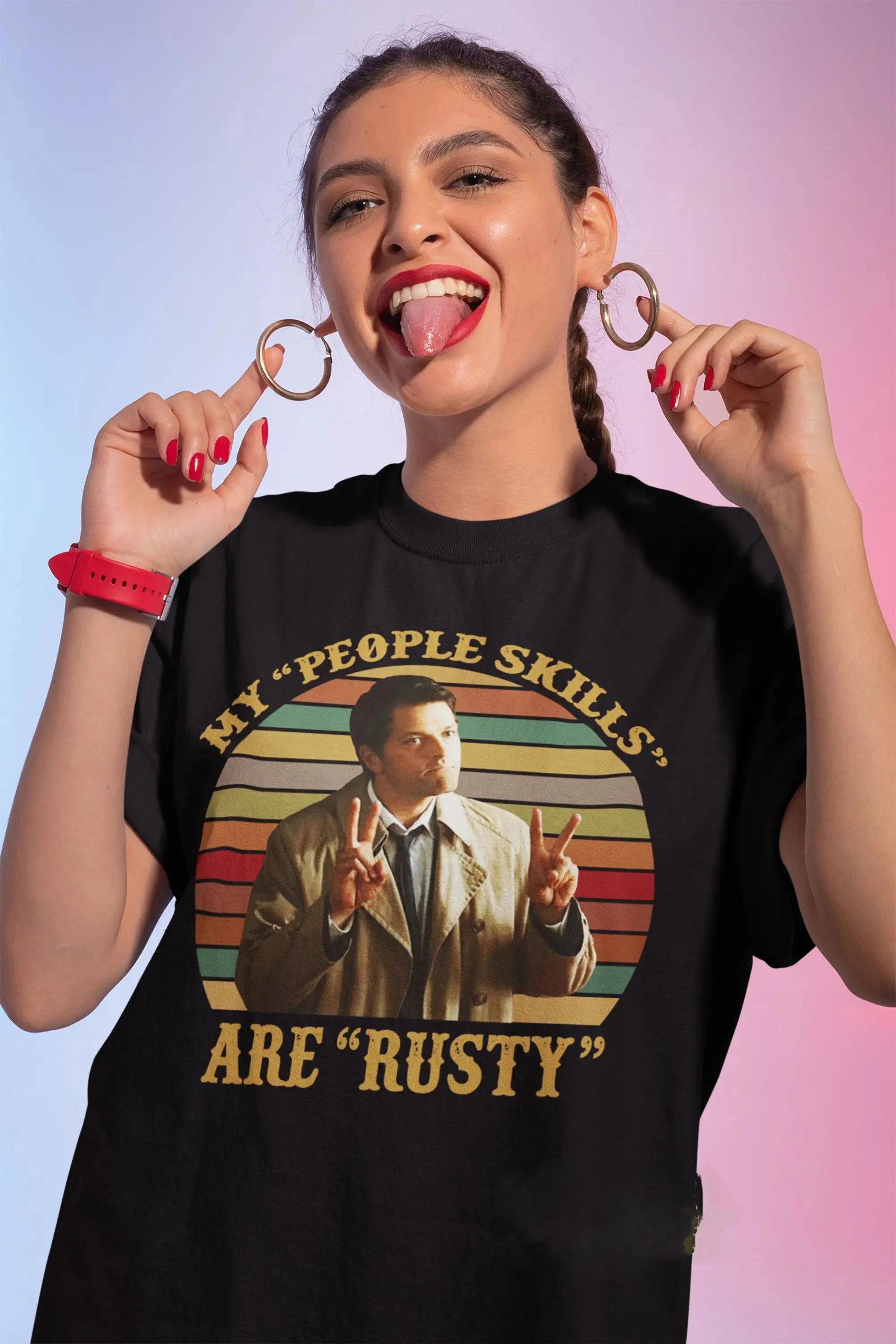Winchester Brothers T-shirt Castile's Supernatural My Interpersonal Skills Are Rusty T-shirt Hip Pop Y2k Tops Casual Loose Tees