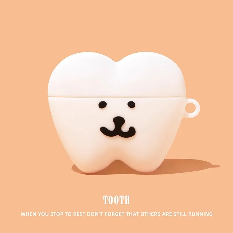 For Airpods 1 2 3 4 Pro Pro 2 Pro 3 Teeth self deprecating bear Silicone Earphone Case Accessories Cover
