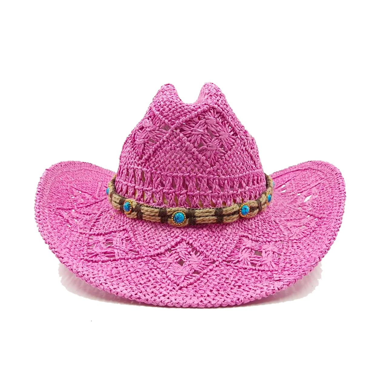 Sombrero de paja de mezclilla cóncavo doble colorido para hombres y mujeres, sombrero de vaquero, sombrilla al aire libre, tejido hueco, verano,