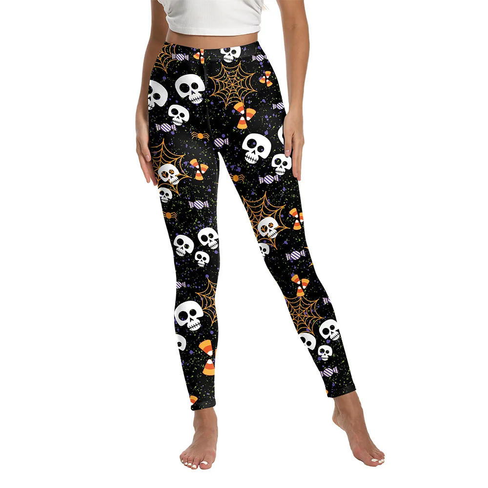 Vrouwen elastische legging Halloween pompoen print vakantie feestkostuum grappig thema rollenspel legging
