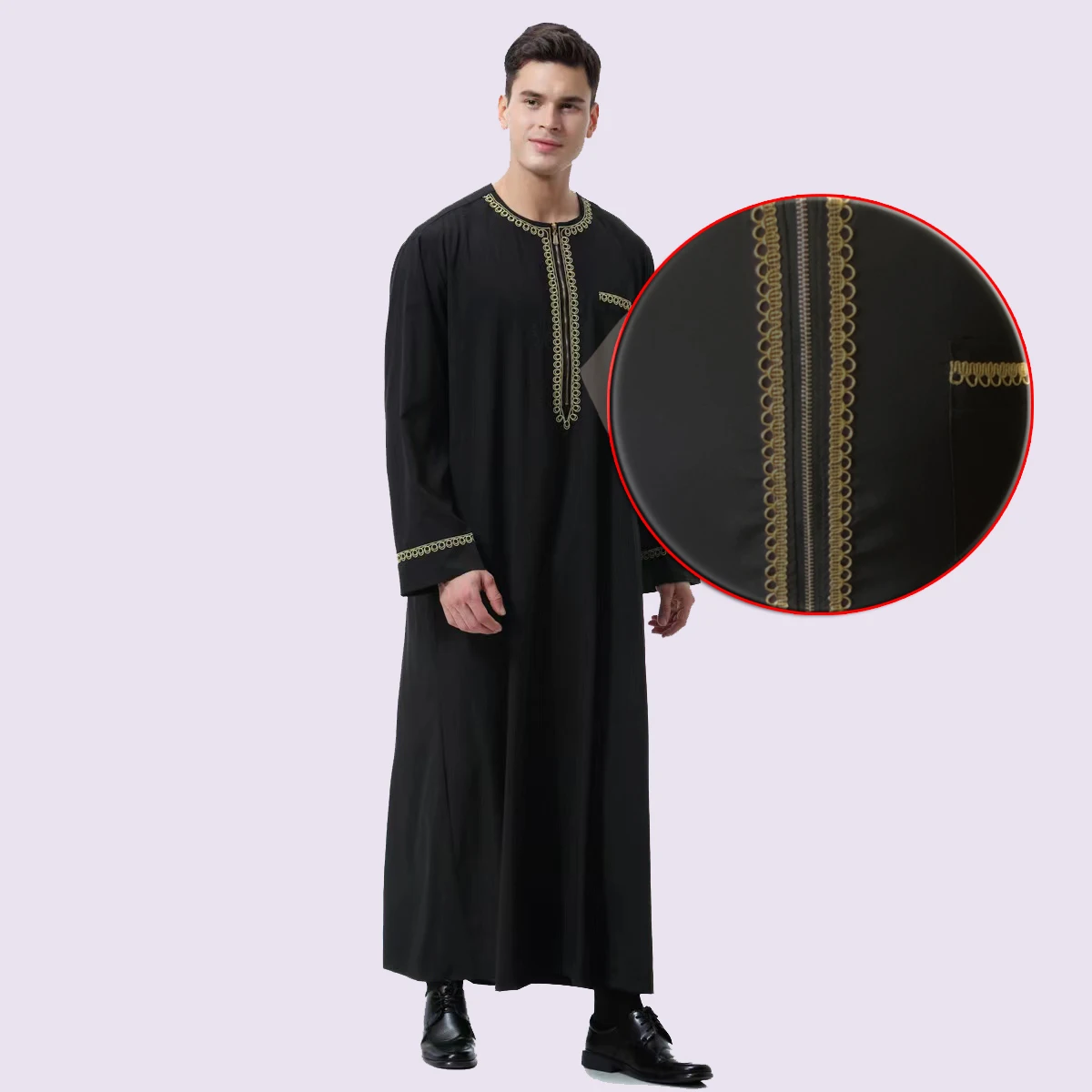 Abaya ropa musulmana para hombre, vestidos islámicos, caftán de Pakistán, Arabia Saudita, Jubba, Thobe marroquí, Dubai, musulmán, negro