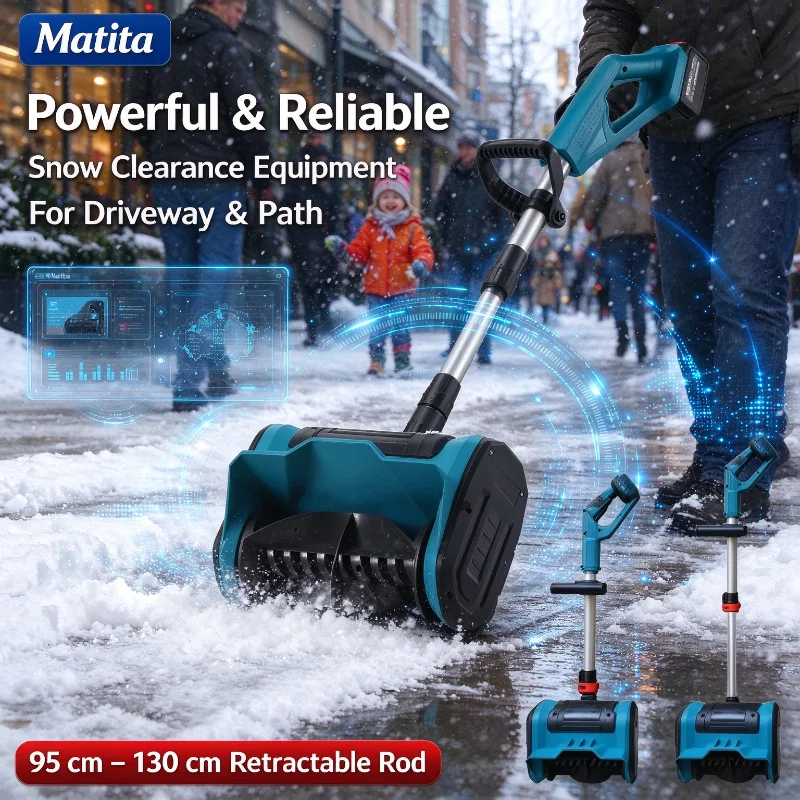 21V Wireless Snow Blower Ergonomic Auxiliary Handle Electric Snow Shovel for Garden Walkways Compatible with Makita 21V Battery.