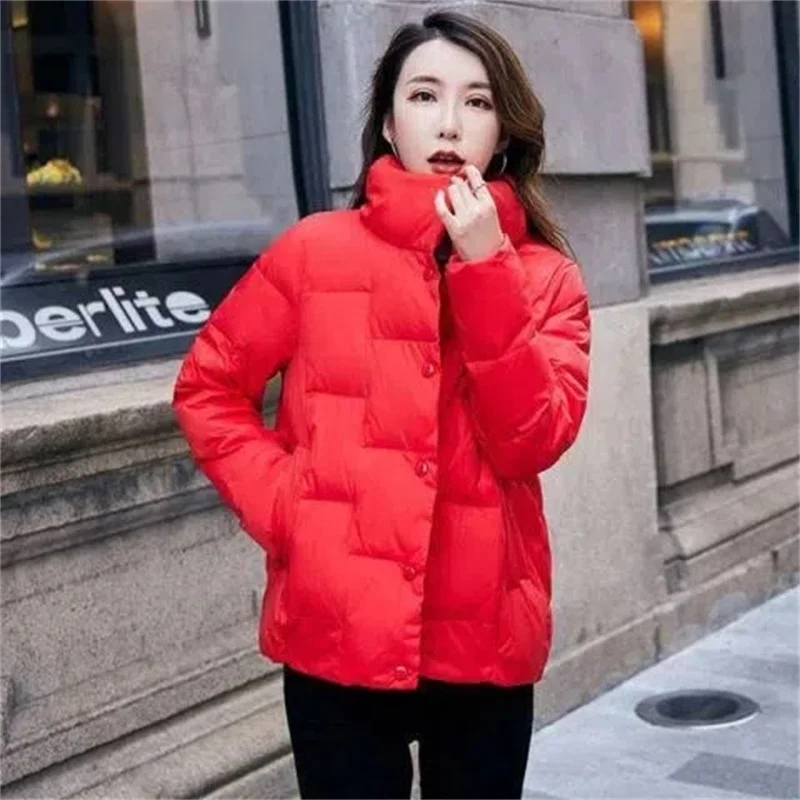 Parkas Stand-UP Collar Down Cotton Jacket Popular Female 2024Winter New Cotton Coat Women\'s Short Style Light Puffer Jackets Top