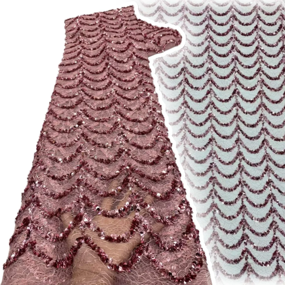 

Luxury Groom Beaded Rhinestone Lace Fabric 2026 Deluxe African Nigerian Sequins Mesh Lace For Women Party Dress Sewing 2795