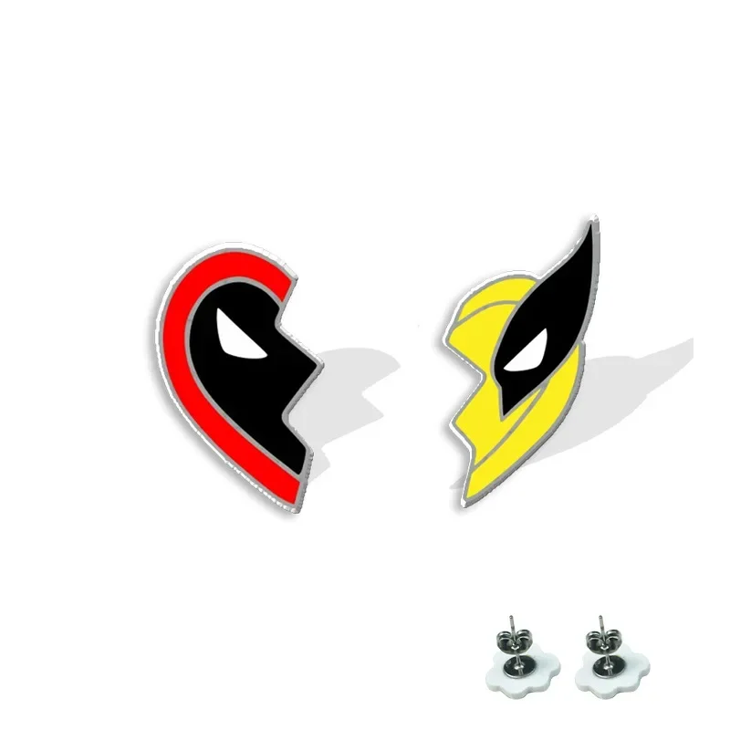 Deadpool & Wolverine Stud Earrings Cartoon Epoxy Jewelry Kawaii Jewelry Accessories Fashion Cute Earring Kids Birthday Gifts