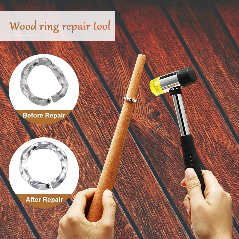 ชุดเครื่องมือเครื่องประดับ: Meido แหวนพลาสติก mandrel ไม้ค้อนยาง Meido วัด shaping เทป + มีดอาเกต DIY ซ่อมและ