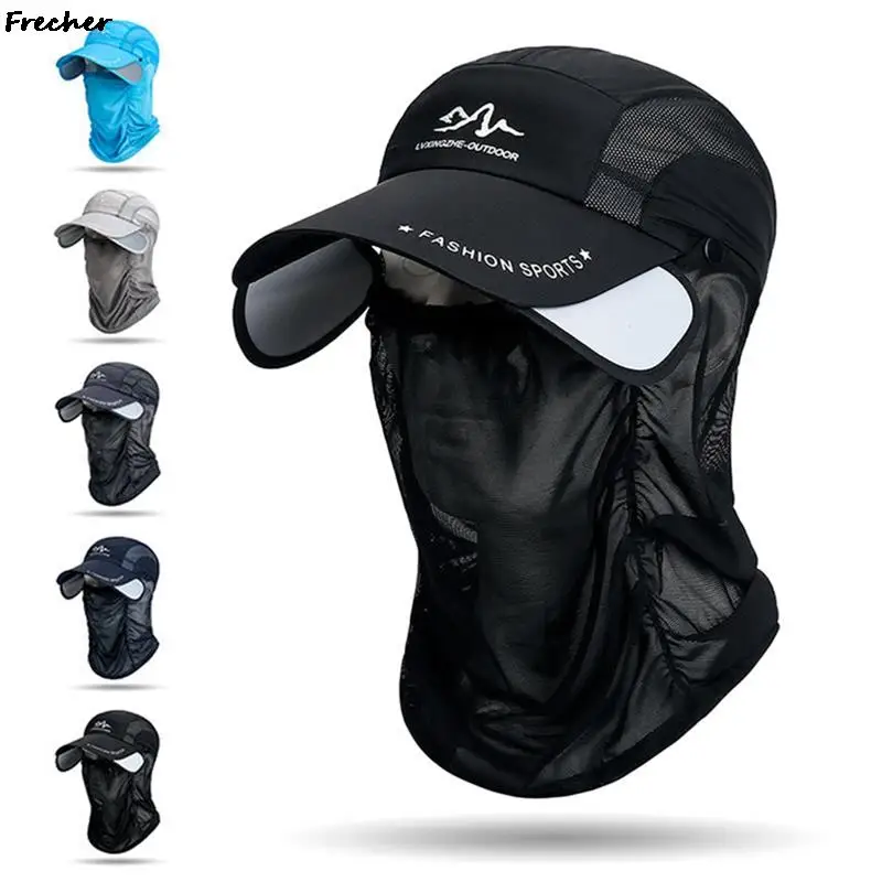 Breathable Mesh Sun Hat Professional Outdoor Sports Caps Hiking Fishing Cycling Cap Face Cover Visors Hats Unisex Casquette New