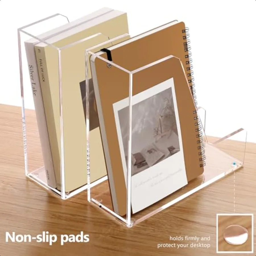 SANRUI Confezione da 2 Portadocumenti per riviste in acrilico Portadocumenti verticale Organizzatore da scrivania Organizzatore per cartelle trasparente Portadocumenti per