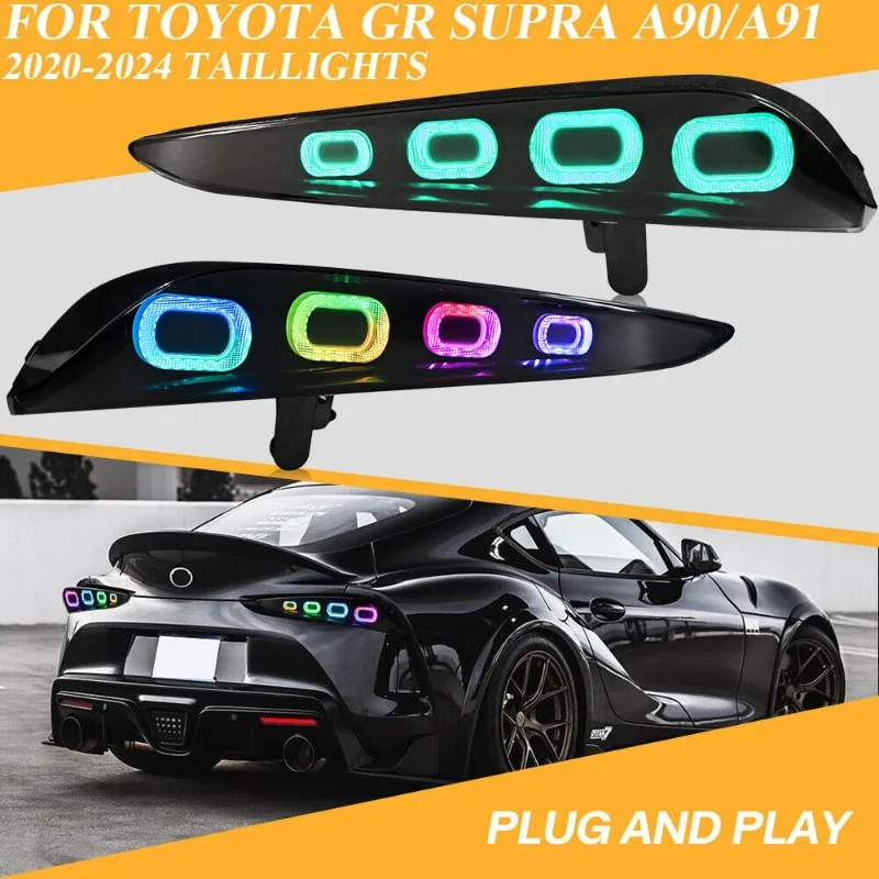 New Arrivals RGB Color Changing LED Tail Lights For Toyota GR Supra A90 A91 2020-2024 Dynamic Sequential Turn Signal Rear Lamps