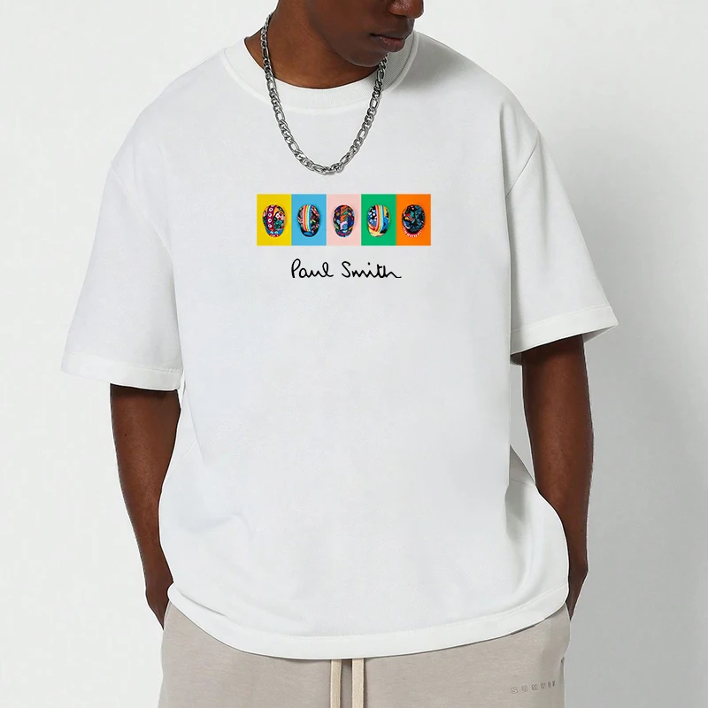 تي شيرت رجالي P-Pauls S-Smiths الصيف ملابس الشارع كبيرة الحجم شبه التجزئة تي شيرت هدية جديدة Y2k ملابس للرجال خمر
