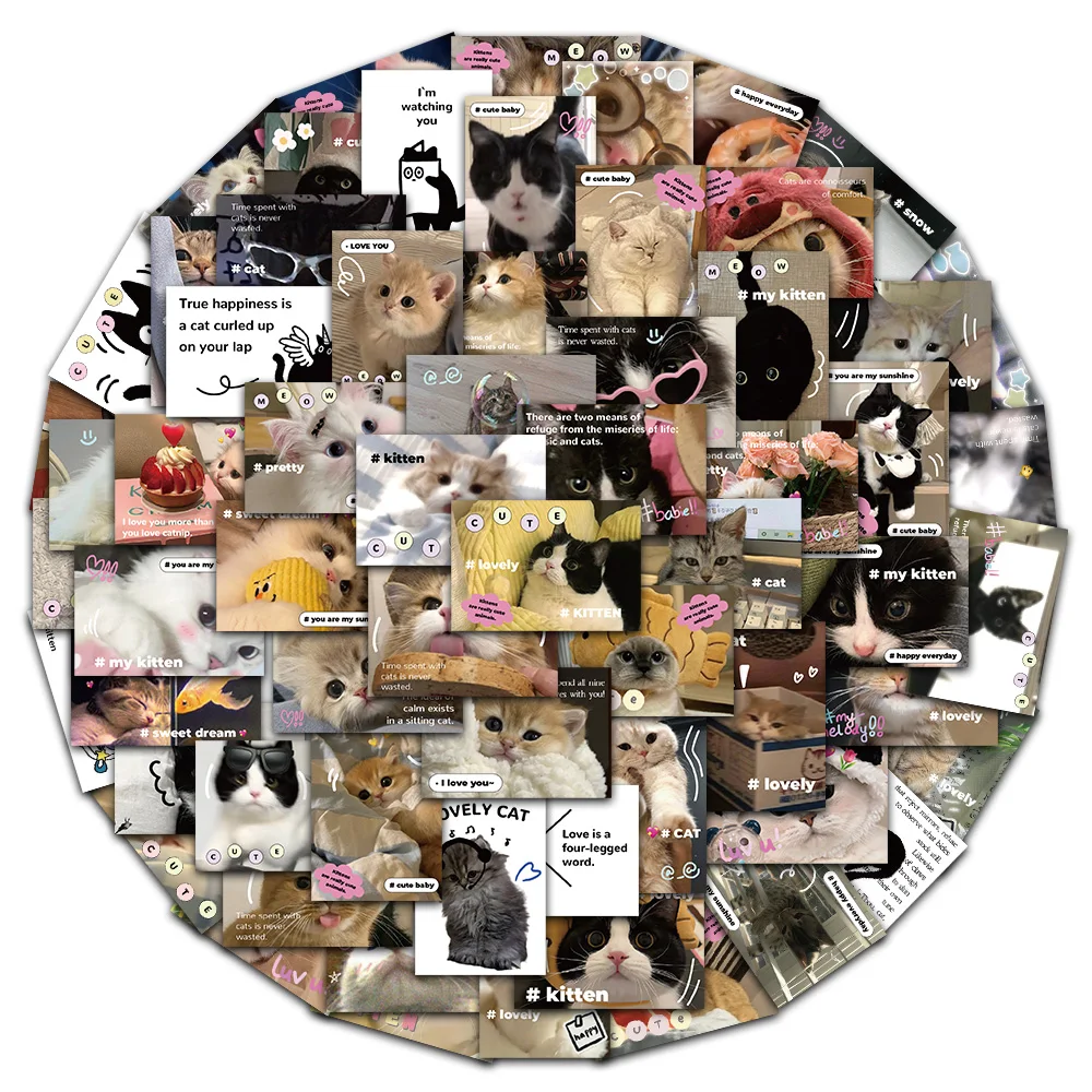 

64/128 шт., милые забавные наклейки с граффити в виде кота, коробки для хранения ноутбуков, книжки с картинками, настольные лампы, шлемы, декоративные наклейки