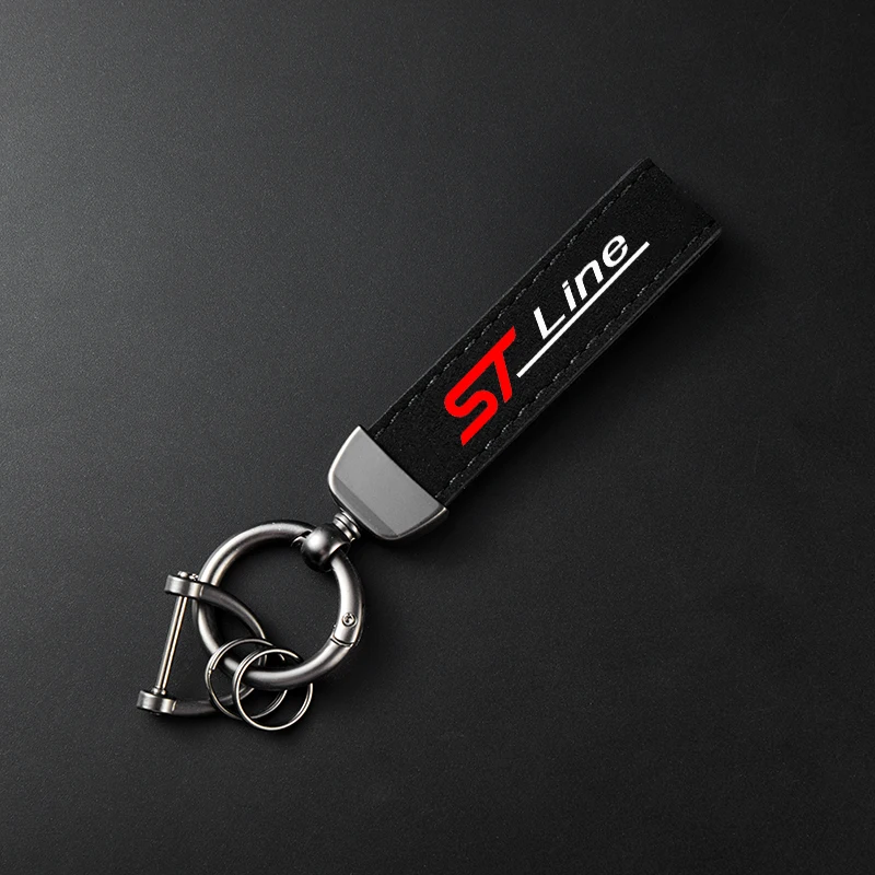 For Ford ST Line Kuga MK3 MK2 MK4 S Max Focus High-Grade Leather Suede Keychain Car Sport Key Ring With Horseshoe Buckle - view 4