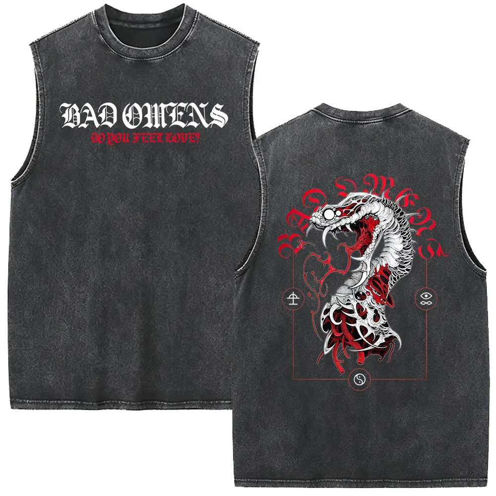 Bad Omens  Do You Feel Love Tour 2026 Vintage Washed Tank Tops Men Women Metal Rock Oversized Sleeveless Vest T Shirt Streetwear