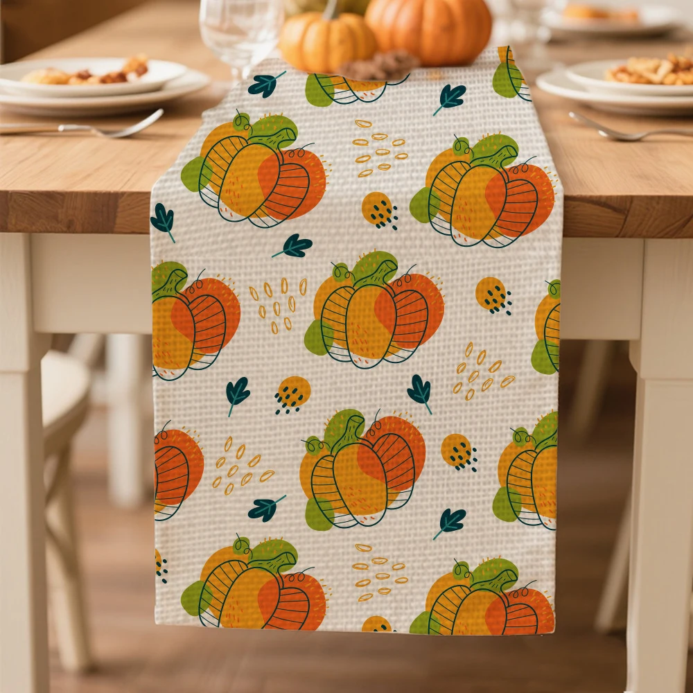 

autumn Pumpkin pattern table runners Table decoration and accessories for Harvest Festival Day Thanksgiving Day tablecloth