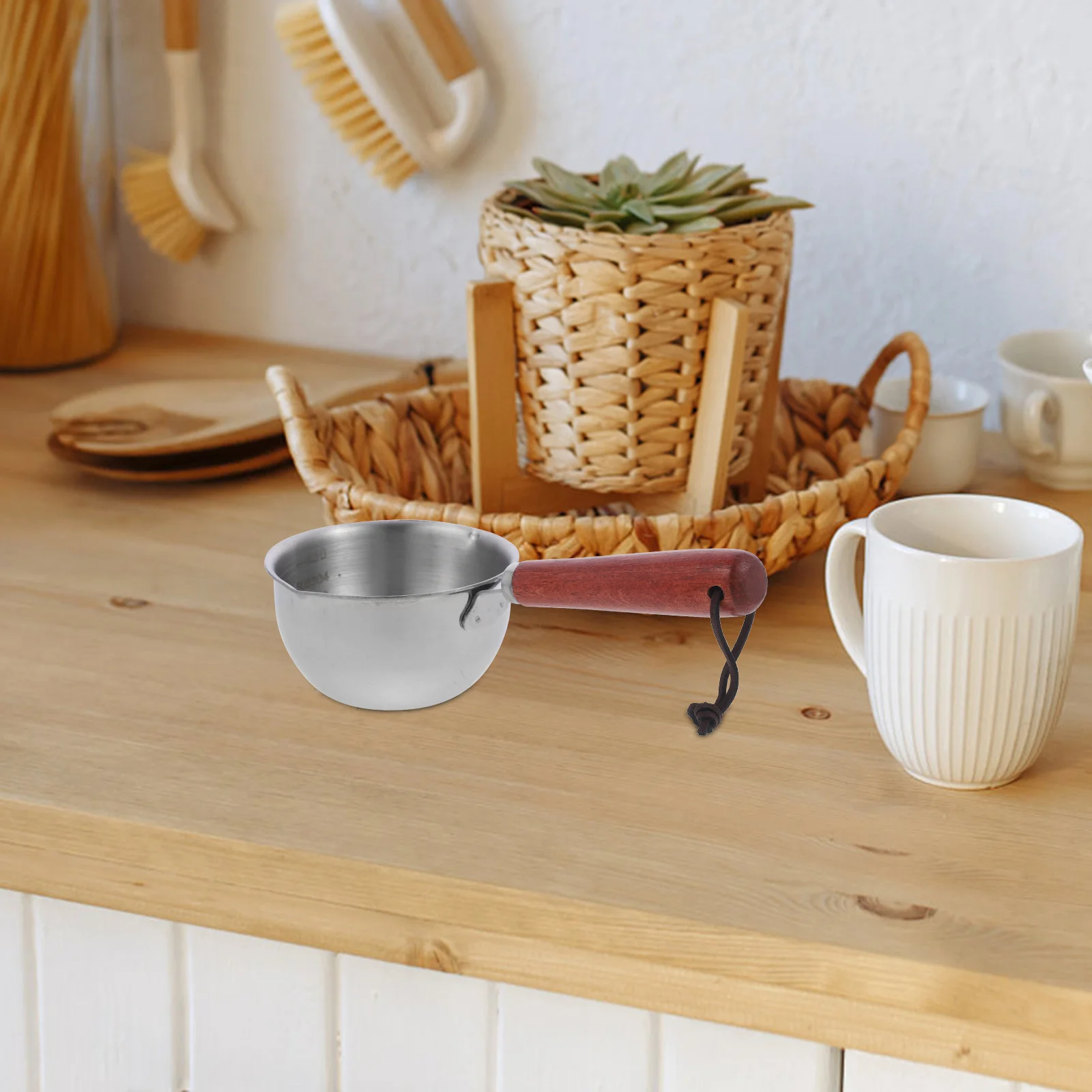 

Small Stainless Steel Sauce Pan Milk Pot Butter Melting Pot 150Ml Scale Cooking Pan Double Spout Anti-Scald Handle Easy Clean