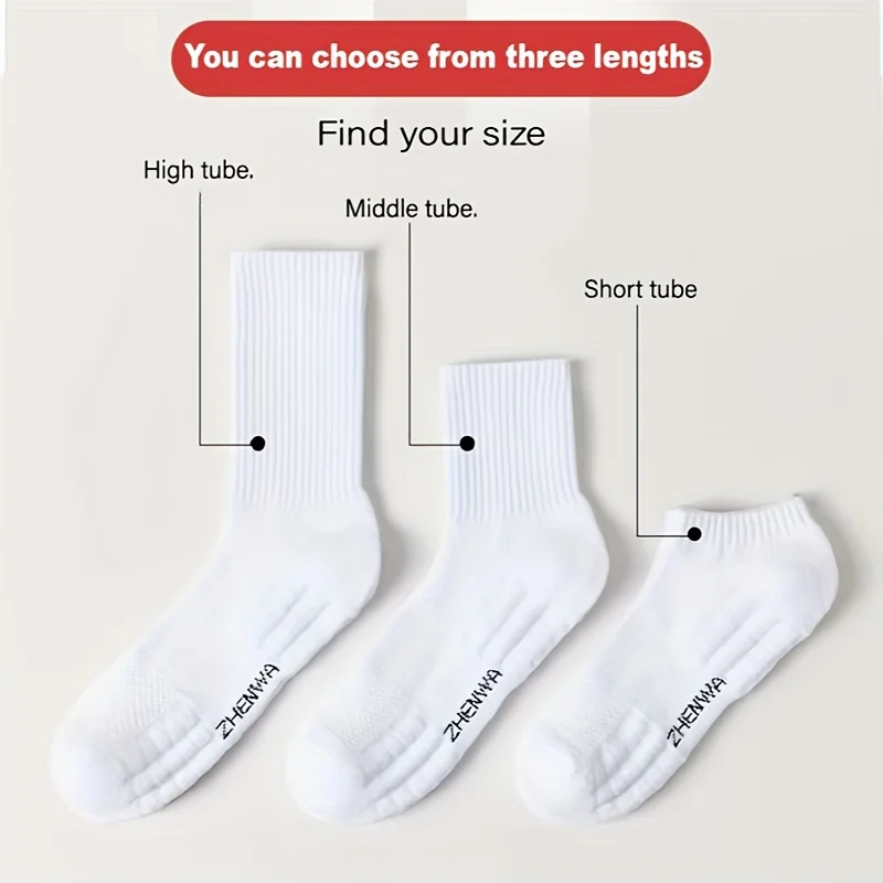 5 pairs of socks for both men and women, towel sole casual ankle socks, breathable sports socks, sweat absorption, anti-odor spr