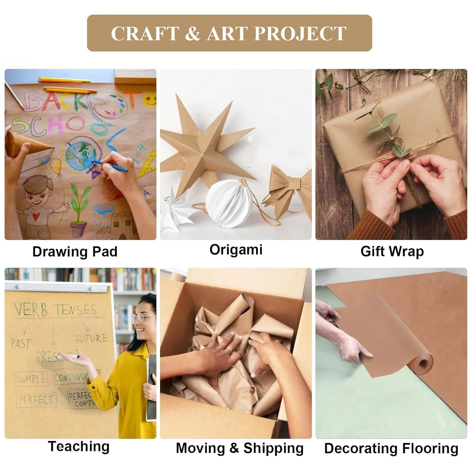クラフト紙ブラウン、ギフト包装、引越し、アートクラフト、配送 - Art Craft Recycled Materials のレビューと価格