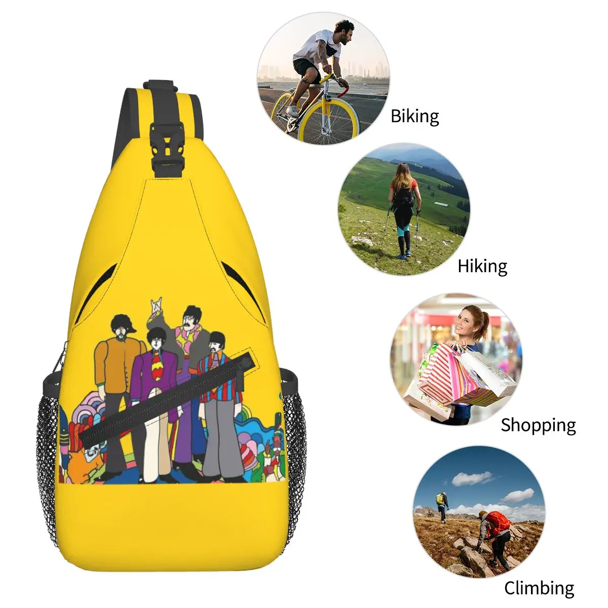 Sac de poitrine sous-marin jaune pour hommes, sac à dos à bandoulière, sac de poitrine, voyage, randonnée, sac à dos à bandoulière