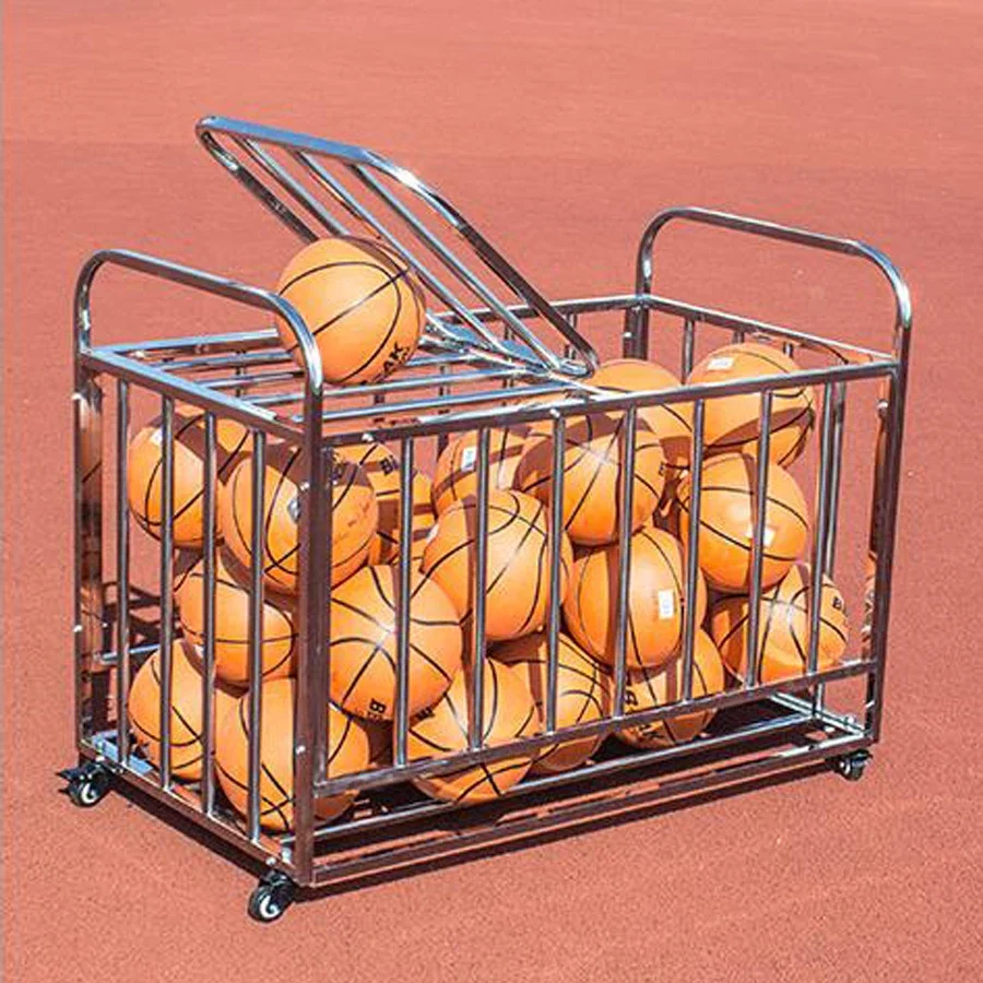 Stainless Steel Foldable Basketball Cage Mobile Outdoor Sports Storage Cart for Basketball Football Volleyball