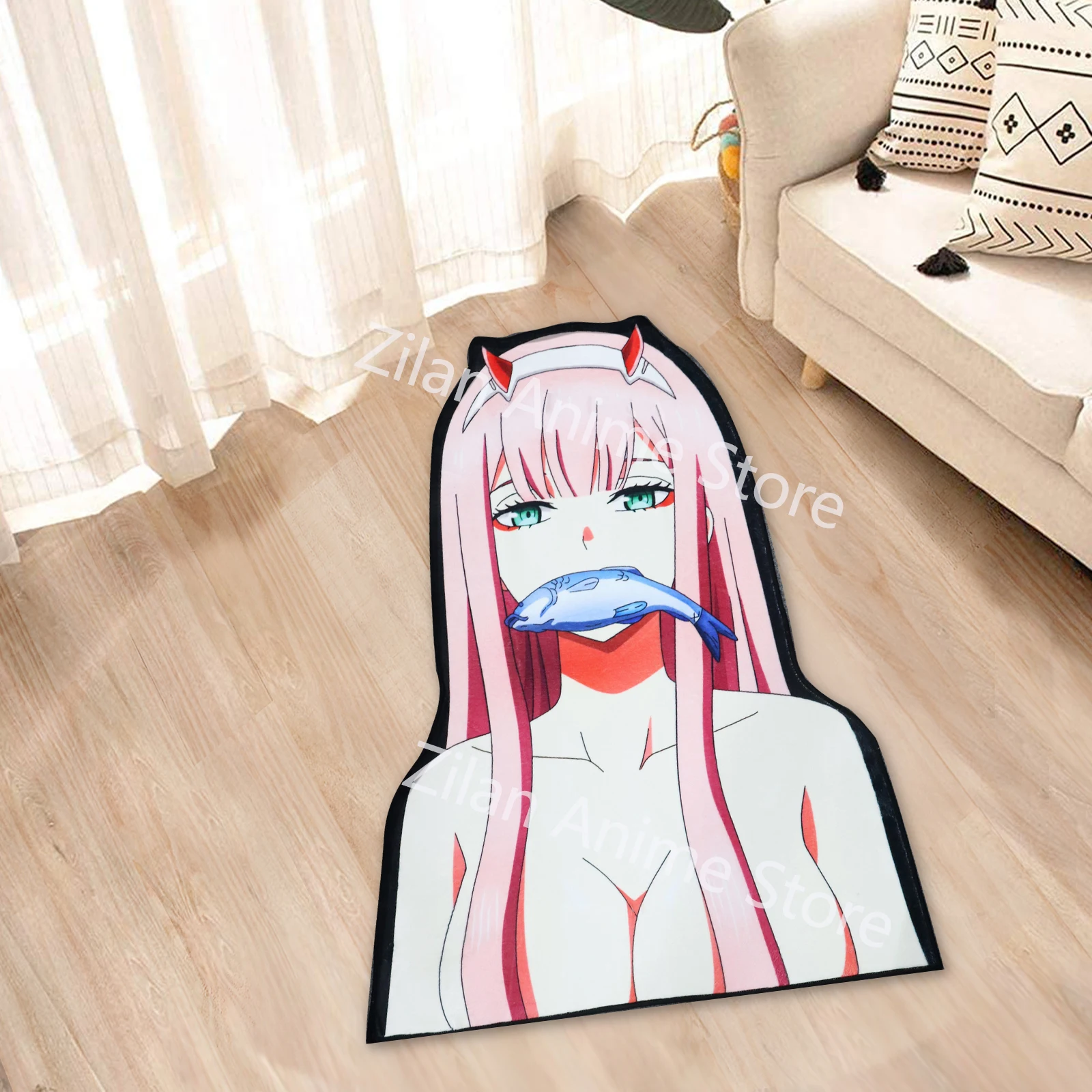 Customize Irregular Anime Rugs Zero Two DARLING In The FRANXX Cartoon Rug Handmade Carpet Area Rug for Home Decor