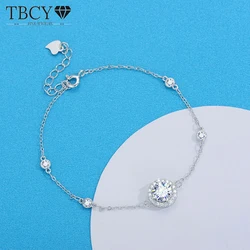 TBCYD 1CT D Color VVS1 Moissanite Bracelet For Women 925 Sterling Silver Bezel-setting Diamond Chain Wedding Bangle Jewelry GRA